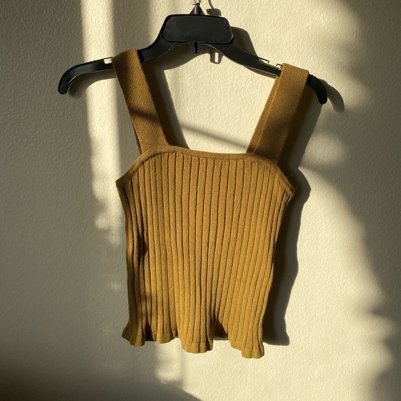 Madewell Women’s Tilney Ribbed Sweater Tank Size XS in Spiced Olive Square Neck - Picture 3 of 7